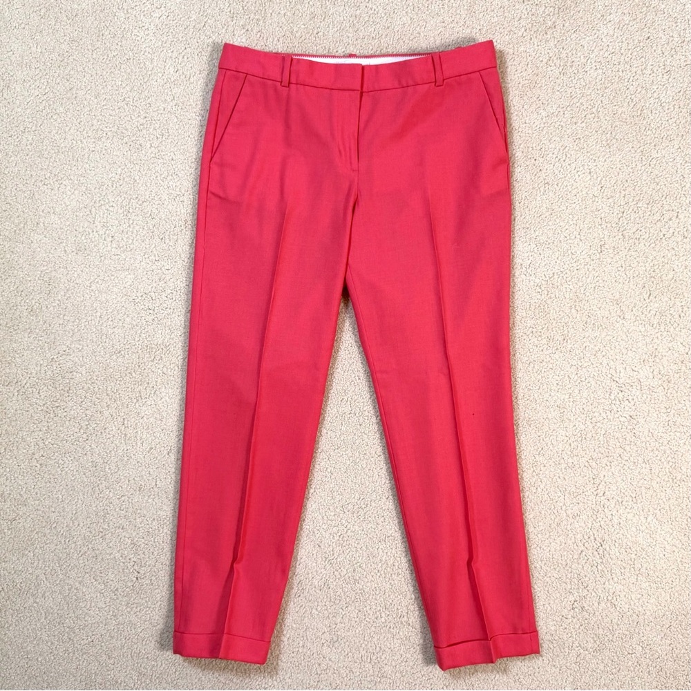 J. Crew Wool Cafe Capri Coral Trousers